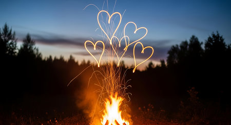 Valentine's Day. Firework in the shape of a heart.の素材