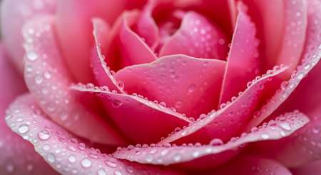 Pink rose with water droplets on petals, close-upの素材