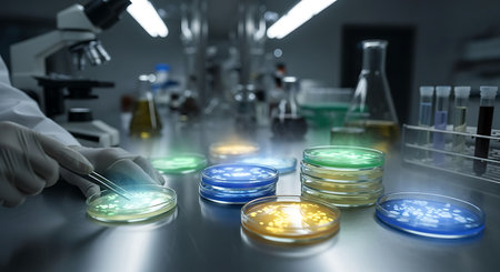 Scientist working in laboratory. Biochemistry, biochemistry, genetics and medicine concept.の素材