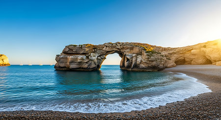 Famous stone arch at the Algarve coast, Portugal.の素材