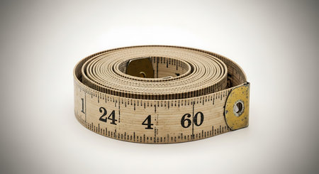Tape measure on white background. 3d illustration. Vintage style.の素材