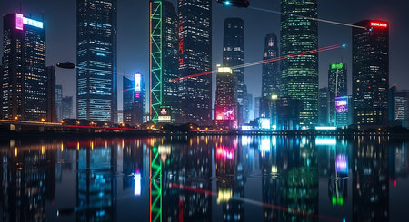 Shanghai Lujiazui Finance and Trade Zone of the modern city nightの素材