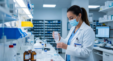 Portrait of a female researcher carrying out scientific research in a labの素材