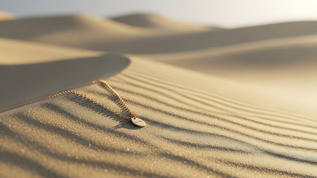 Diamond Jewelry in the desert - Sand Dunes in Dubai, United Arab Emiratesの素材