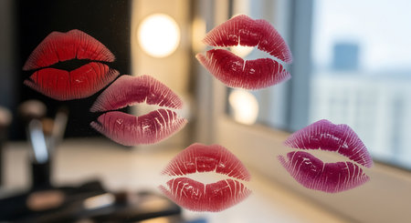 Lips in the reflection of the window. Make-up conceptの素材