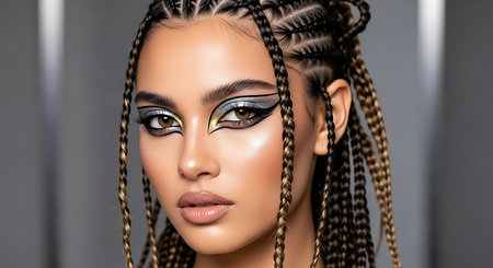 Beautiful african american woman with dreadlocks hairstyle.の素材