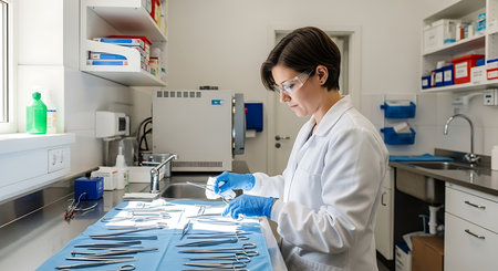 Female dentist working in a dental clinic. Dentistry and healthcare.の素材