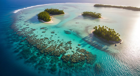 Aerial view of a small island in the Indian Ocean. Maldivesの素材