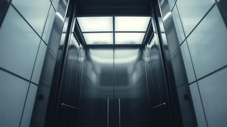 3d render of escalator in modern office building, wide angle viewの素材