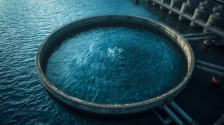Industrial water treatment plant in the sea. 3d rendering.の素材