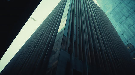 Modern office building in Hong Kong, China. Low angle view.の素材