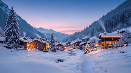 Winter in the swiss alps (Braunwald, Switzerland)の素材