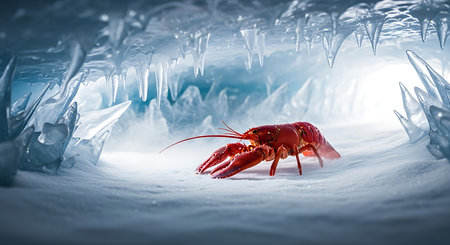 Crawfish in ice cave. 3d illustration. Elements of this image furnished by NASAの素材