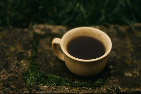 cup of coffee in the morning. espresso coffee. Coffee porridge on a dark background