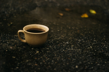 cup of coffee in the morning. espresso coffee. Coffee porridge on a dark background