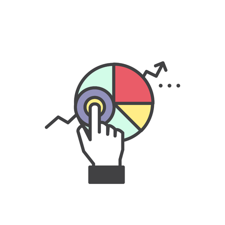 Vector Simple Icon Style Illustration of Web Analytics Information and Development Website Statistic with Simple Data Visualisationのイラスト素材