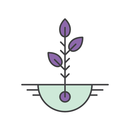 Vector Icon Style Illustration Tree Growing from Seed with Three Leafs, Start Up, New Idea, Growthのイラスト素材