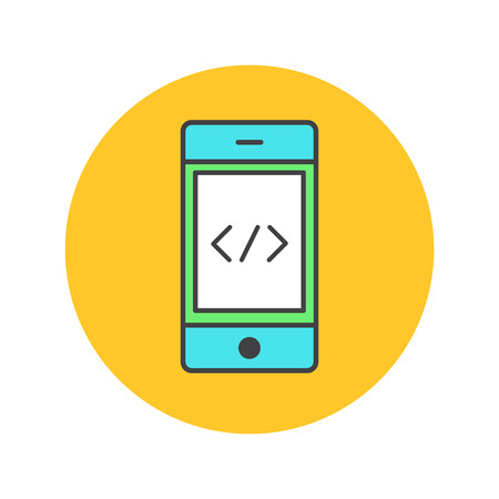 Vector Icon Style Illustration Front End Developing, Mobile Application, Coding, Programmingのイラスト素材