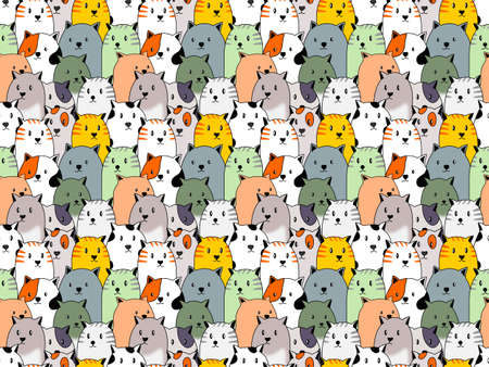 Several cat pictures In cartoon styleのイラスト素材