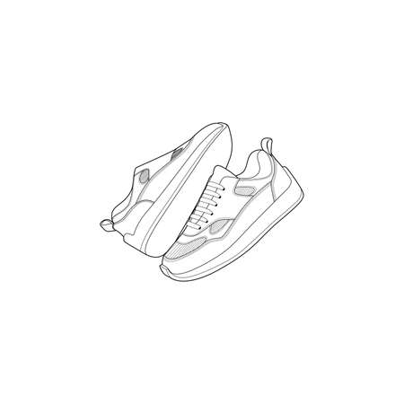 Hand drawn sketch of  shoes, sneakers for summer. Vector stock illustration.のイラスト素材