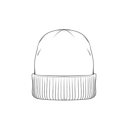 sun visor hat outline drawing vector, sun visor hat in a sketch style, sun visor hat trainers template outline, vector Illustration.のイラスト素材