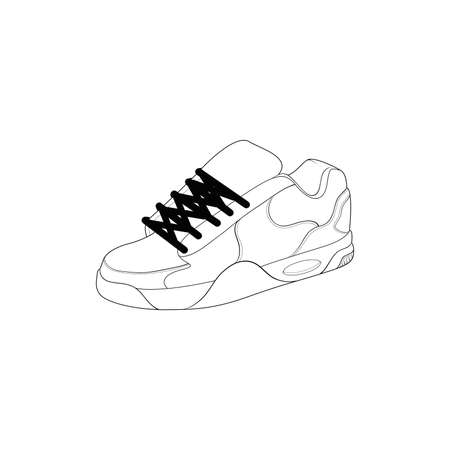 sneaker drawing vector line art  Sneakers drawn in a line style  sneaker template outline  vector Illustration.のイラスト素材