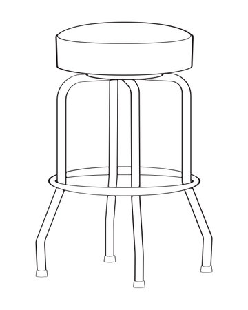 cartoon image of bar stool. Black and white vector illustration.のイラスト素材