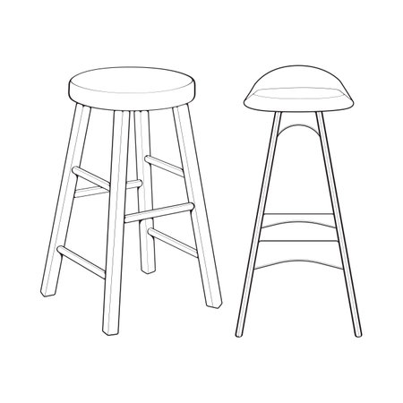 Set off Bar stool perfect line art icon. Line art customizable illustration. Night club, drinking establishment, pub furniture. Vector isolated outline drawing. &#xD;&#xA;のイラスト素材