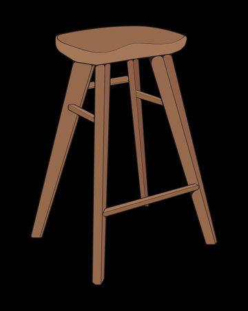 Wooden bar stool isolated on black background. Vector illustration. Eps 10.のイラスト素材