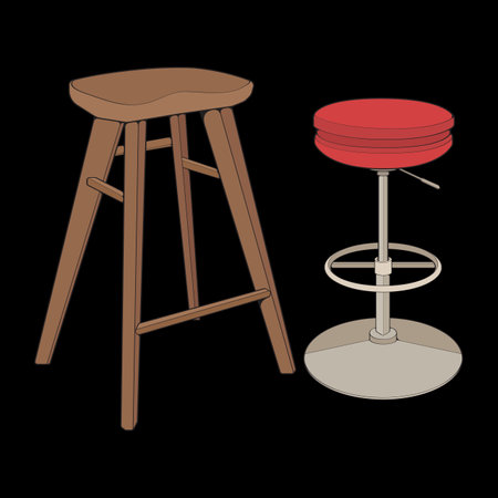 Set off Bar stool perfect coloring vector . Vector art customizable illustration. Night club, drinking establishment, pub furniture. Vector isolated drawing art. &#xD;&#xA;のイラスト素材