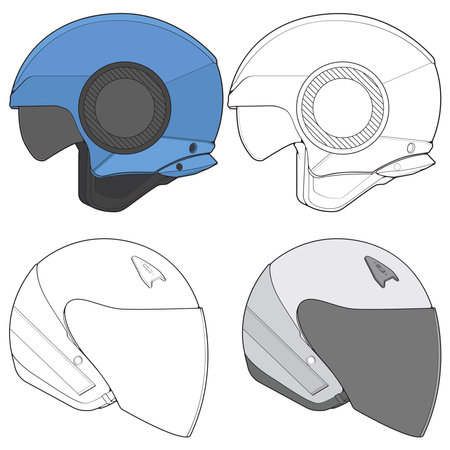 Template helmet illustration, line Art helmet Vector Illustration, Line art vector, helmet Vector.&#xD;&#xA;のイラスト素材