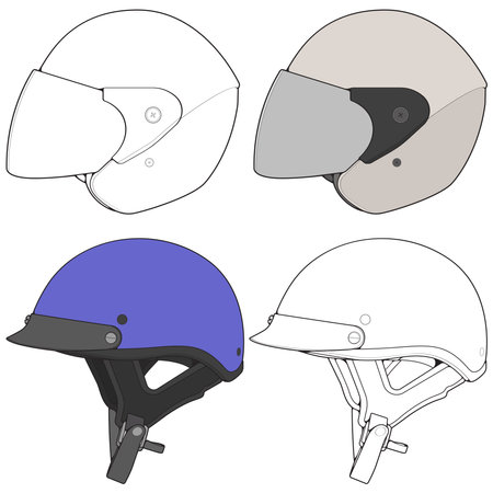 Template helmet illustration, line Art helmet Vector Illustration, Line art vector, helmet Vector.&#xD;&#xA;のイラスト素材