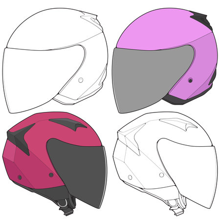 Template helmet illustration, line Art helmet Vector Illustration, Line art vector, helmet Vector.&#xD;&#xA;のイラスト素材