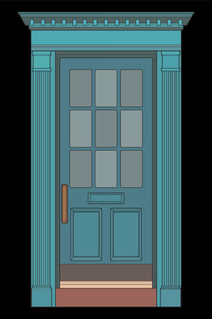 Old door vector art.  Old door isolated on bacl background. old door in style vector. for coloring book&#xD;&#xA;のイラスト素材