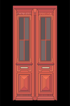 Old door vector art.  Old door isolated on bacl background. old door in style vector. for coloring book&#xD;&#xA;のイラスト素材