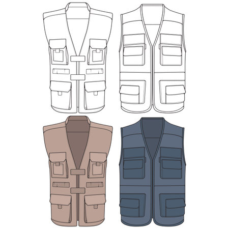 Set of chest vest bag coloring vector, chest vest bag in a sketch style, vector Illustration.&#xD;&#xA;のイラスト素材