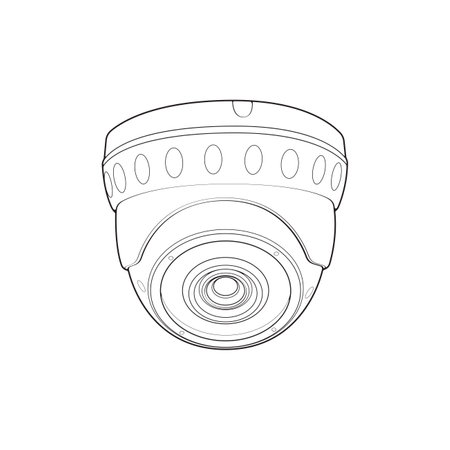 Cctv in line art vector style, isolated on white background. Cctv in line art vector style for coloring book.のイラスト素材