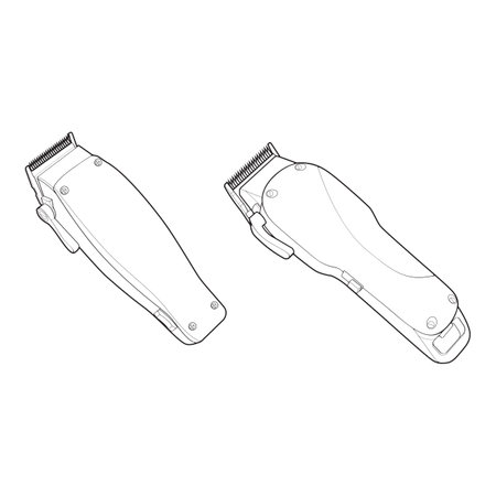 Set of hair clipper machine line art style. Hairdresser professional tool. Vector line art illustration isolated for coloring book. &#xD;&#xA;のイラスト素材