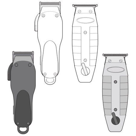 set of hair clipper machine vector  art style. Hairdresser professional tool. Vector art illustration isolated for coloring book. 
のイラスト素材