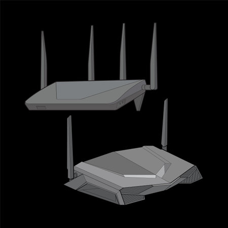 Set of router vector art. Vector Art isolated on black background for coloring book. &#xD;&#xA;のイラスト素材
