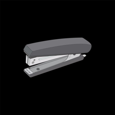stapler in vector art style, isolated on black background. stapler in vector art style for coloring book.&#xD;&#xA;のイラスト素材