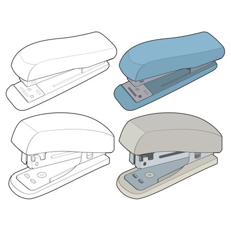 Set of stapler in vector art style, isolated on white background. stapler in vector art style for coloring book.&#xD;&#xA;のイラスト素材