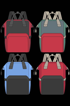 Vector illustration of a set of sports bags on a black background.のイラスト素材
