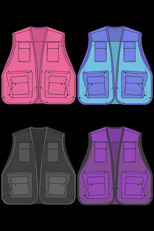 Illustration of a Backpack in different colors on a black backgroundのイラスト素材