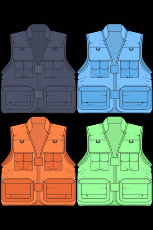 Vector illustration of a bulletproof vest isolated on a black background.のイラスト素材
