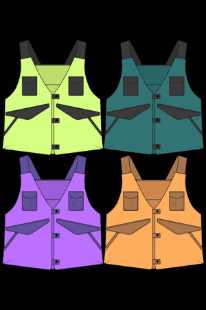 Illustration of a vest set on black background. Vector illustration.のイラスト素材