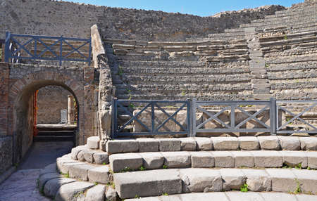Entrance to Odeion (small theatre) in ancient Pompeiiの写真素材