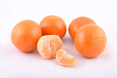 tangerines on white backgroundの写真素材