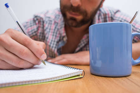man studing at homeの写真素材