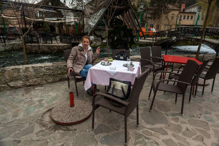 Enjoying traditionally served Bosnian coffeeのeditorial素材